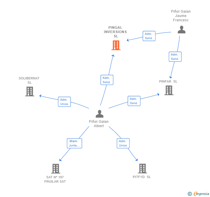Vinculaciones societarias de PINGAL INVERSIONS SL
