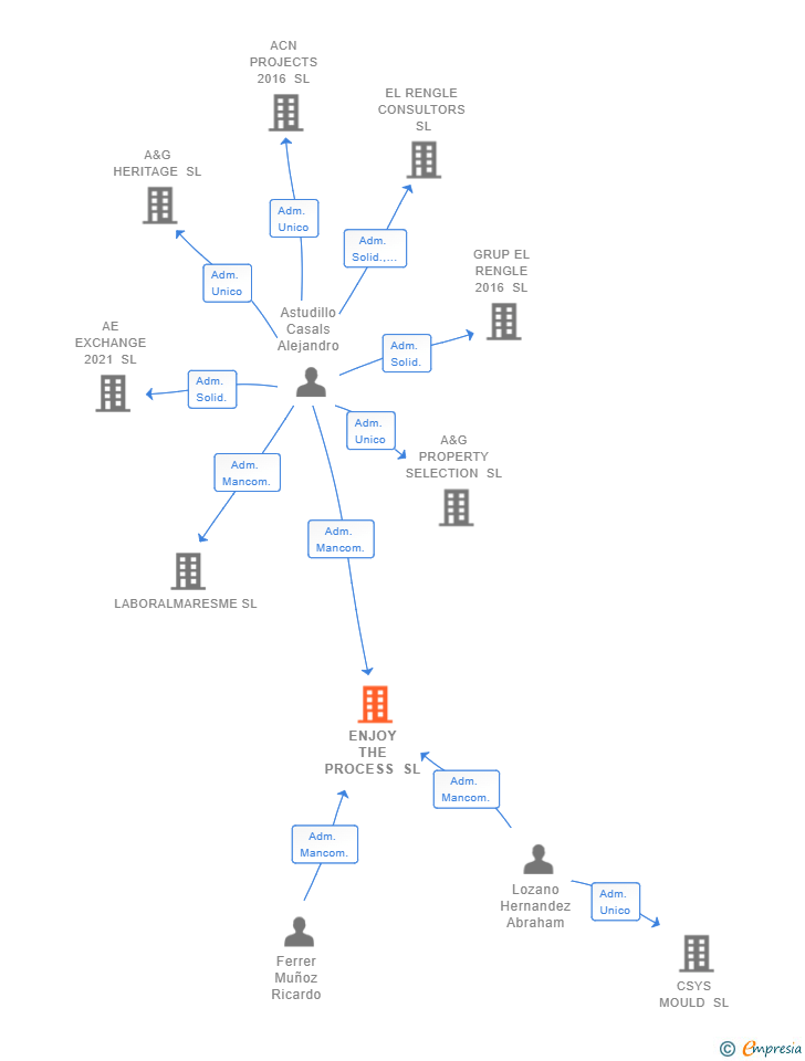 Vinculaciones societarias de ENJOY THE PROCESS SL