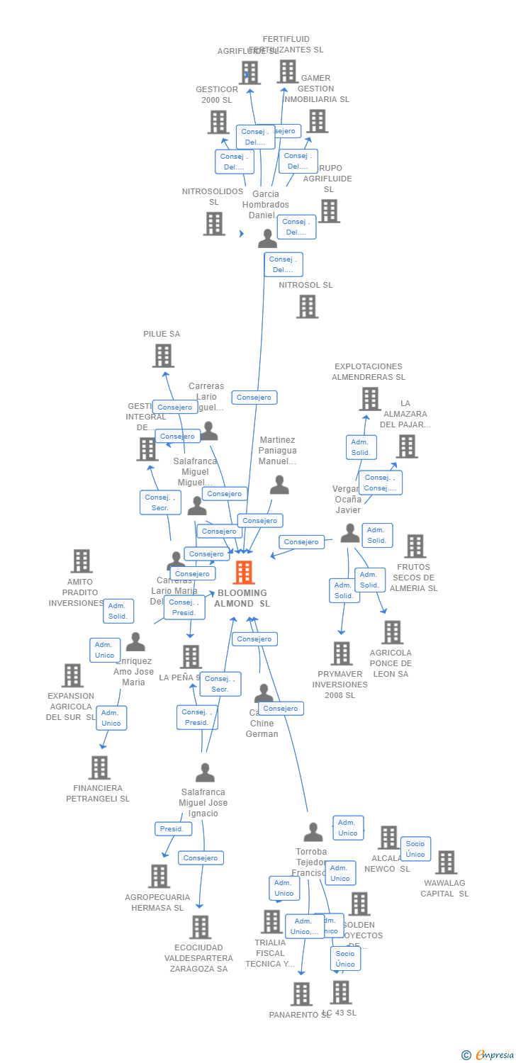 Vinculaciones societarias de BLOOMING ALMOND SL