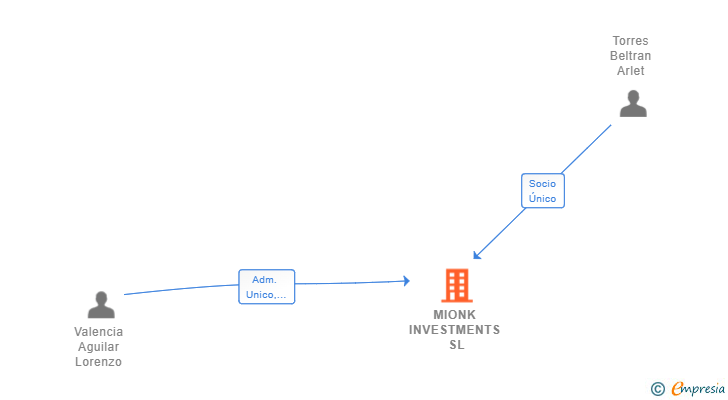 Vinculaciones societarias de MIONK INVESTMENTS SL