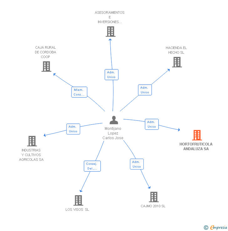 Vinculaciones societarias de HORTOFRUTICOLA ANDALUZA SA