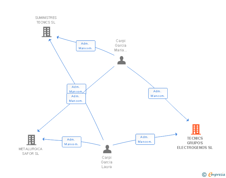 Vinculaciones societarias de TECNICS GRUPOS ELECTROGENOS SL