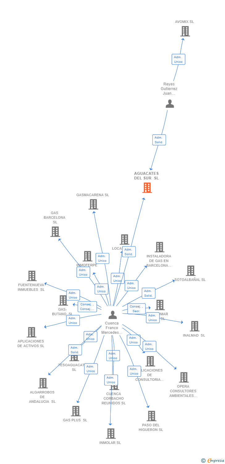 Vinculaciones societarias de AGUACATES DEL SUR SL