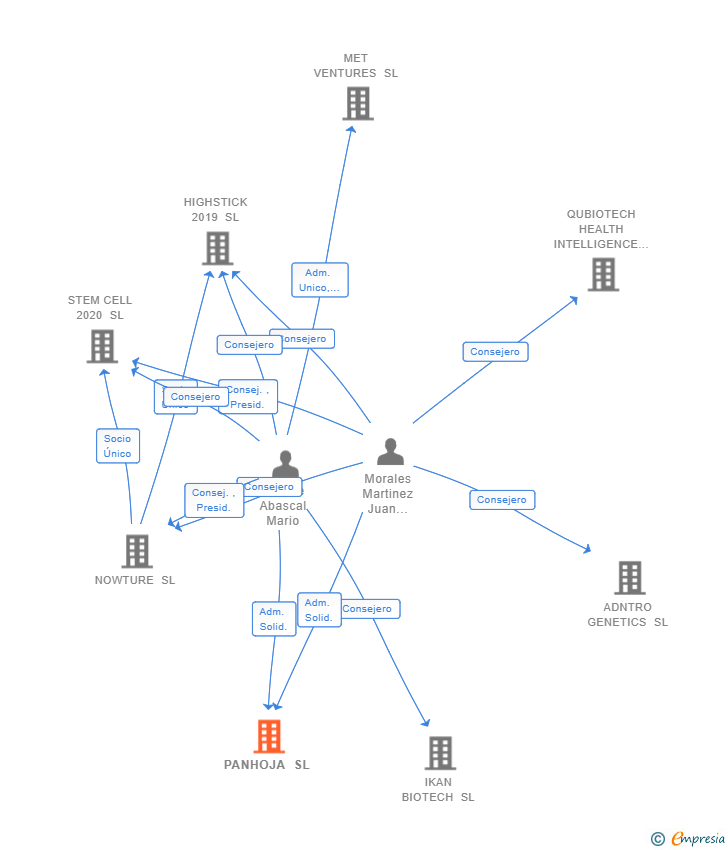 Vinculaciones societarias de PANHOJA SL (EXTINGUIDA)