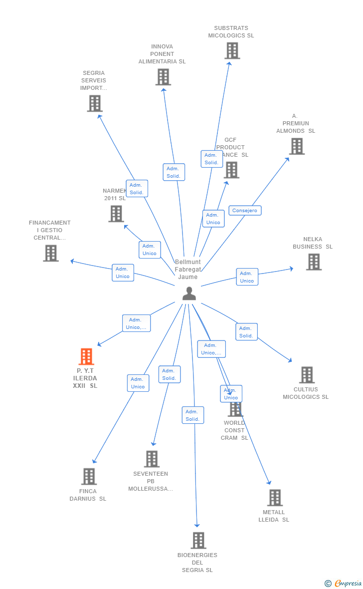 Vinculaciones societarias de P.Y.T ILERDA XXII SL
