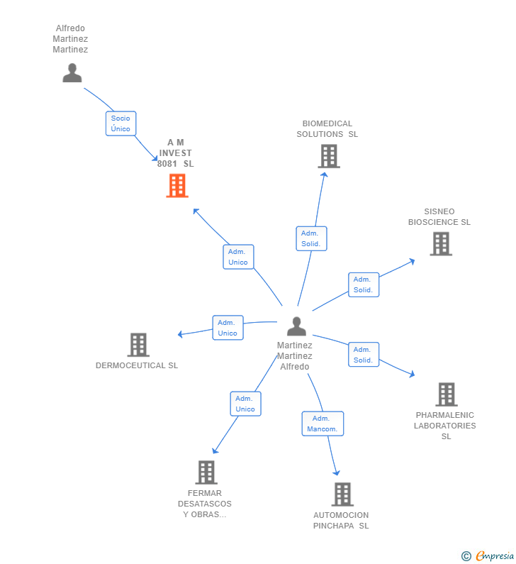 Vinculaciones societarias de A M INVEST 8081 SL