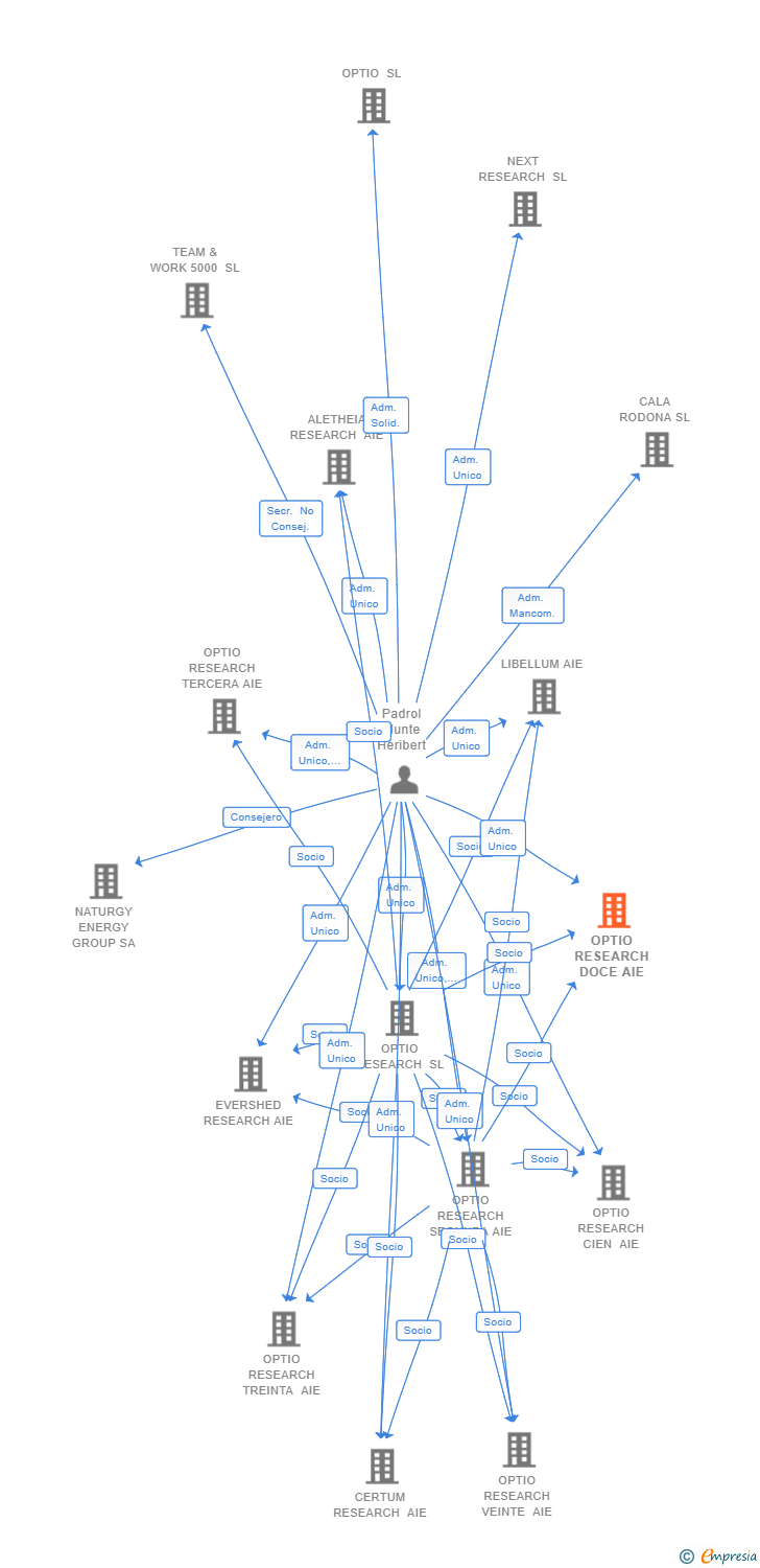 Vinculaciones societarias de OPTIO RESEARCH DOCE AIE (EXTINGUIDA)