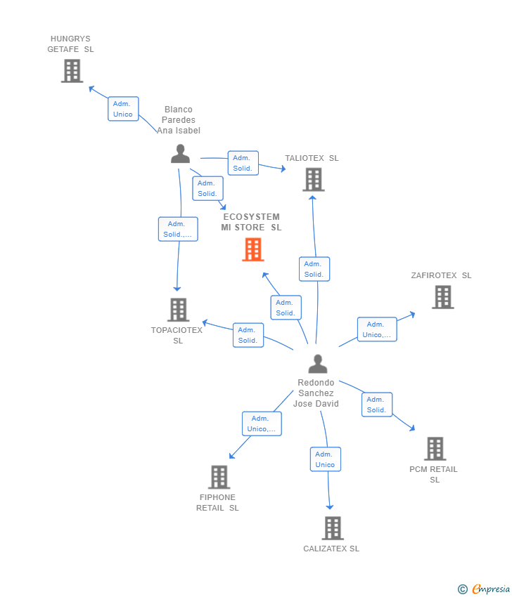 Vinculaciones societarias de ECOSYSTEM MI STORE SL