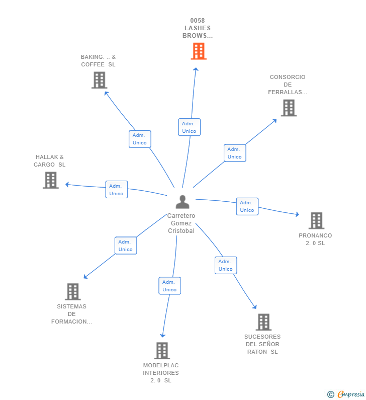Vinculaciones societarias de 0058 LASHES BROWS MAKEUP SL (EXTINGUIDA)