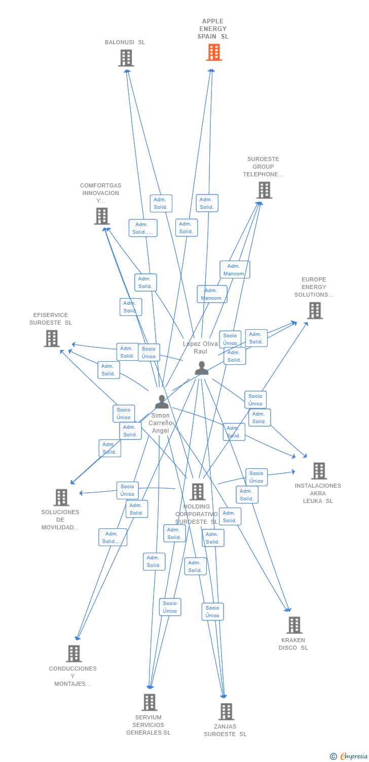 Vinculaciones societarias de APPLE ENERGY SPAIN SL