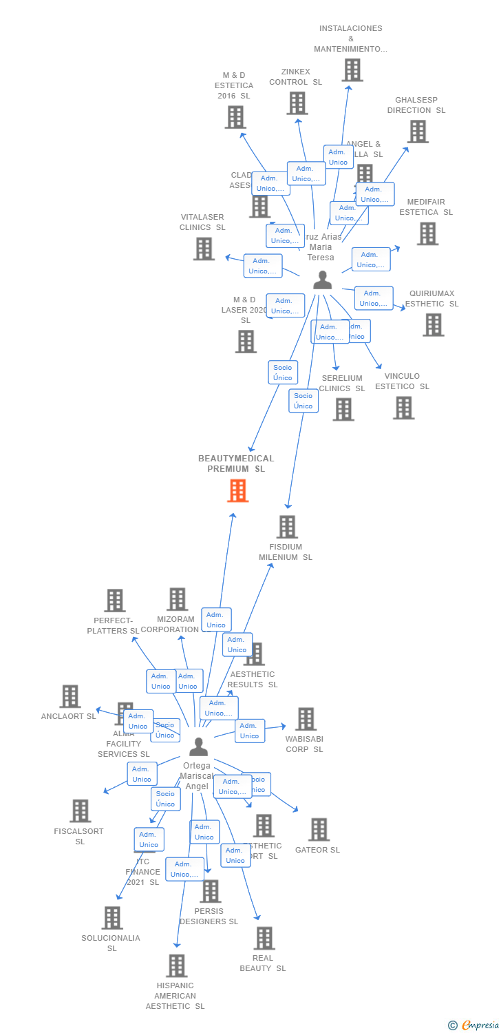 Vinculaciones societarias de BEAUTYMEDICAL PREMIUM SL