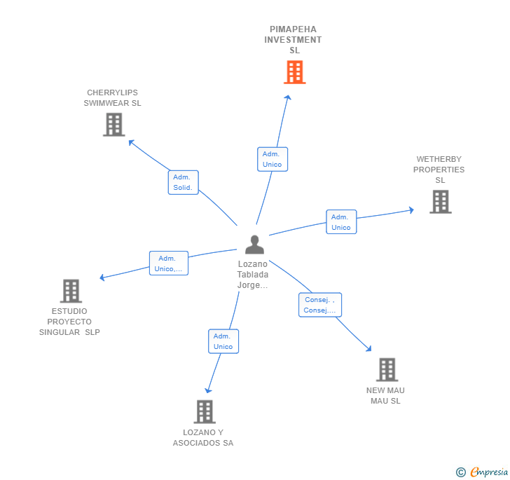 Vinculaciones societarias de PIMAPEHA INVESTMENT SL