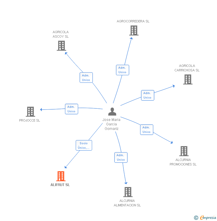 Vinculaciones societarias de ALIFRUT SL