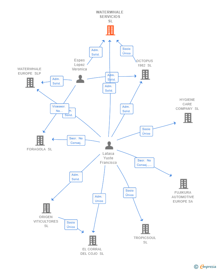 Vinculaciones societarias de WATERWHALE SERVICIOS SL