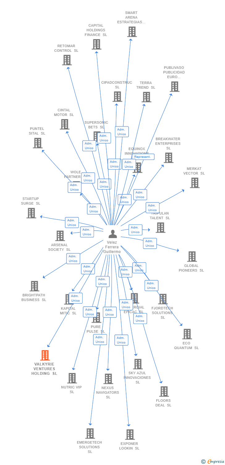 Vinculaciones societarias de VALKYRIE VENTURES HOLDING SL