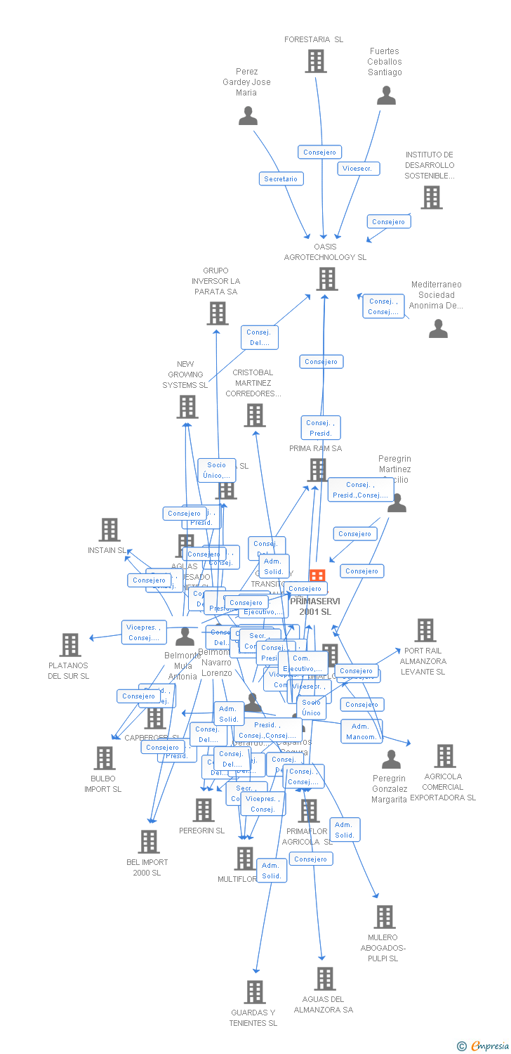 Vinculaciones societarias de PRIMASERVI 2001 SL