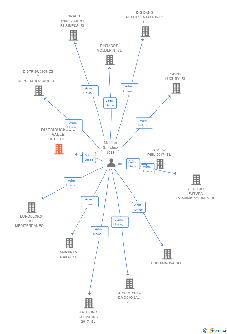 Vinculaciones societarias de DISTRIBUCIONES VALLE DEL CID 2017 SL