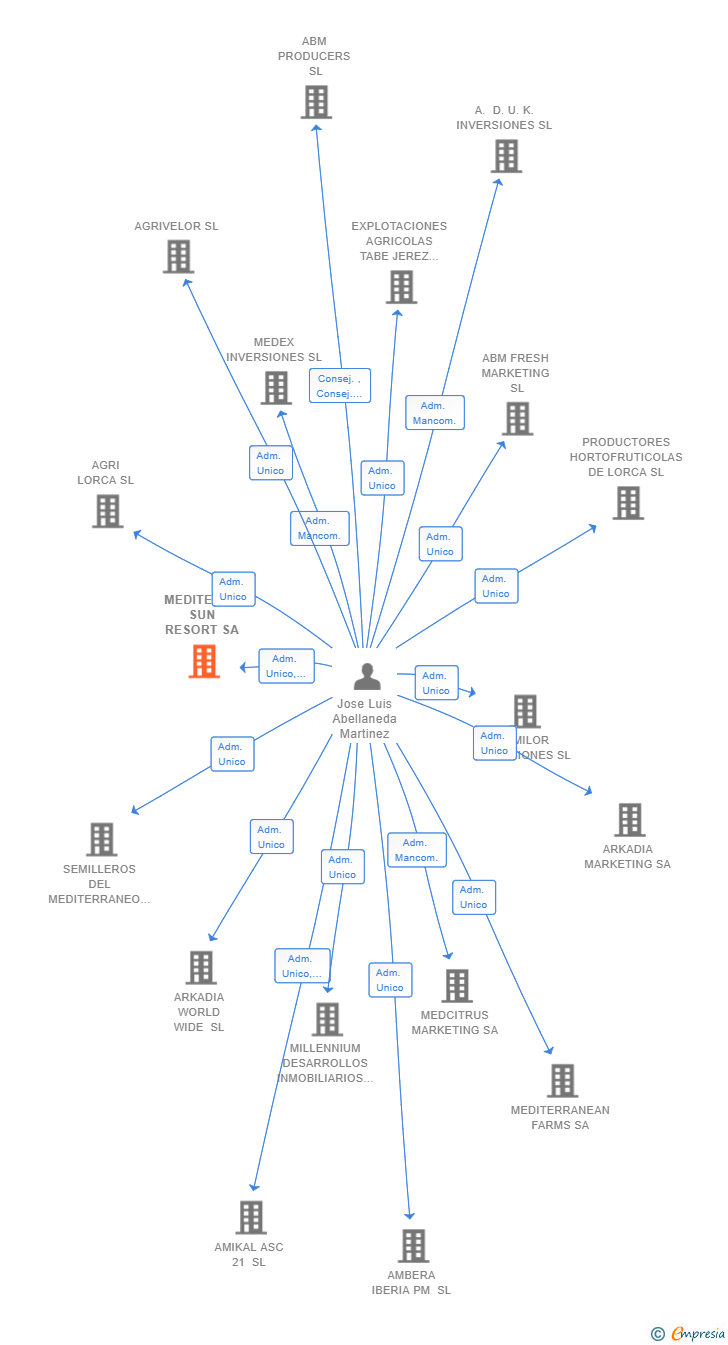 Vinculaciones societarias de MEDITERRA SUN RESORT SA