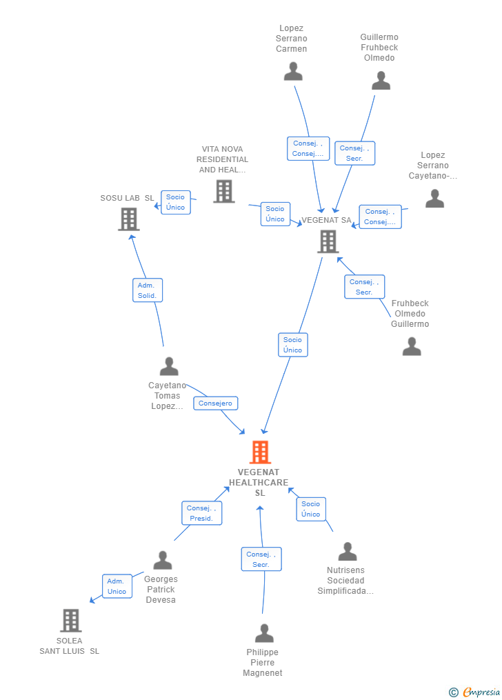 Vinculaciones societarias de VEGENAT HEALTHCARE SL