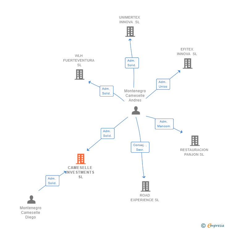 Vinculaciones societarias de CAMESELLE INVESTMENTS SL