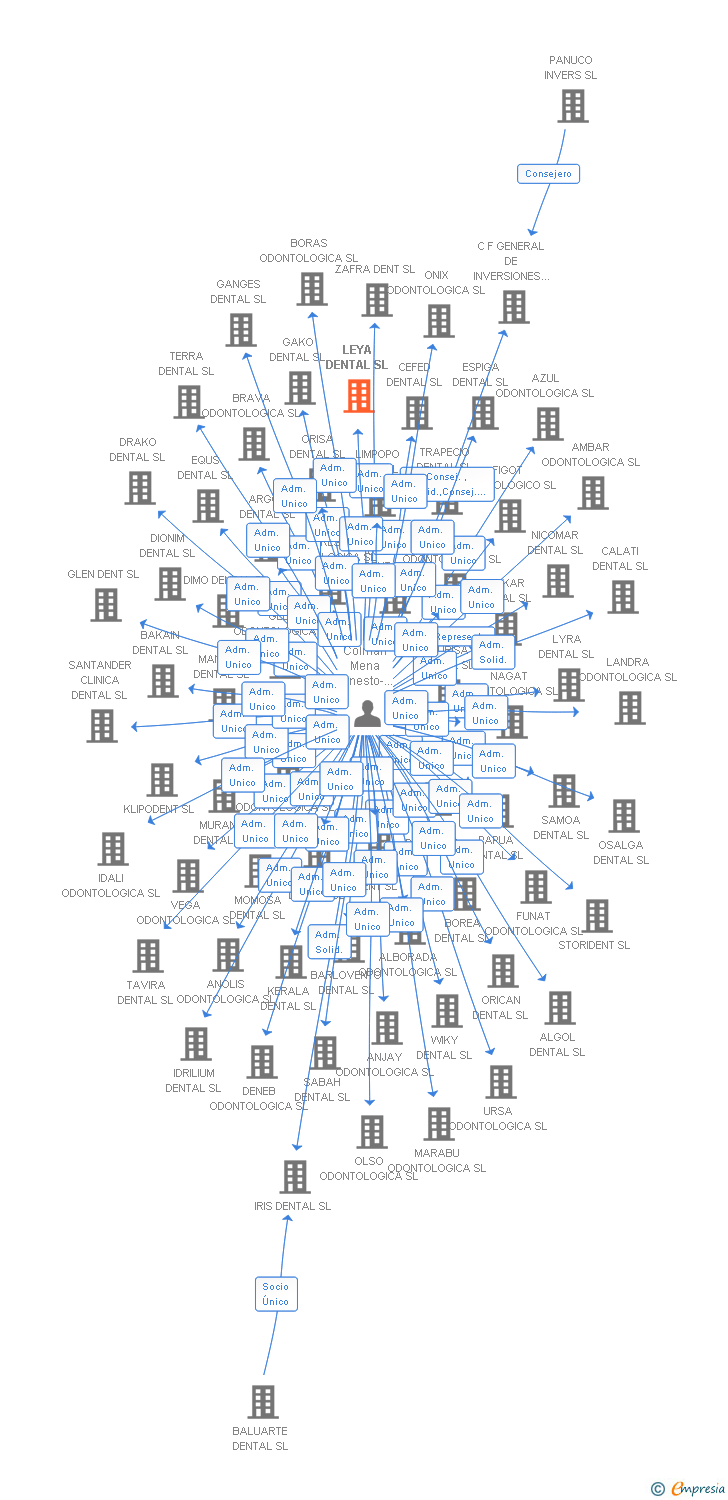 Vinculaciones societarias de LEYA DENTAL SL