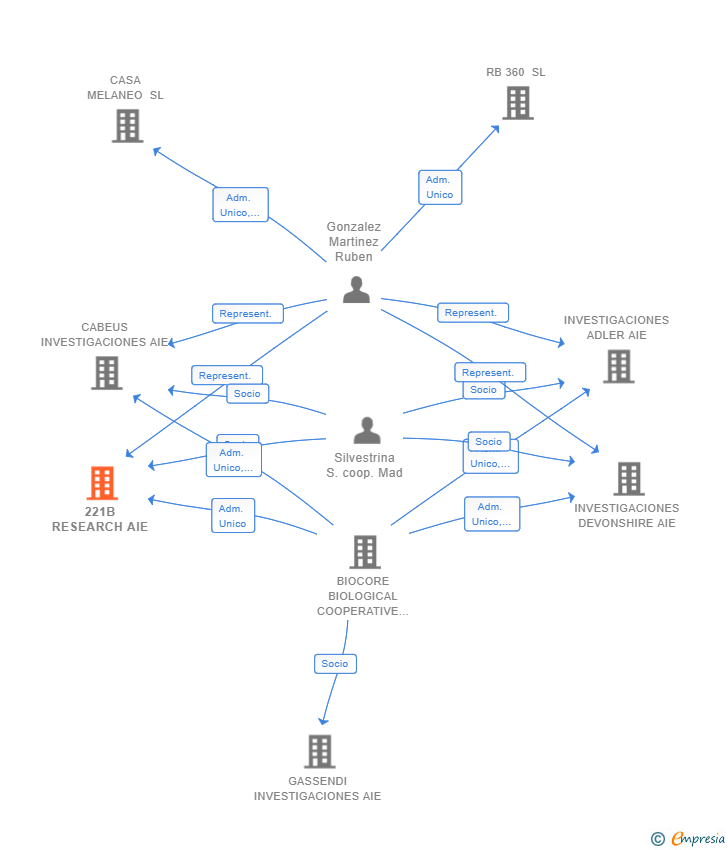 Vinculaciones societarias de 221B RESEARCH AIE
