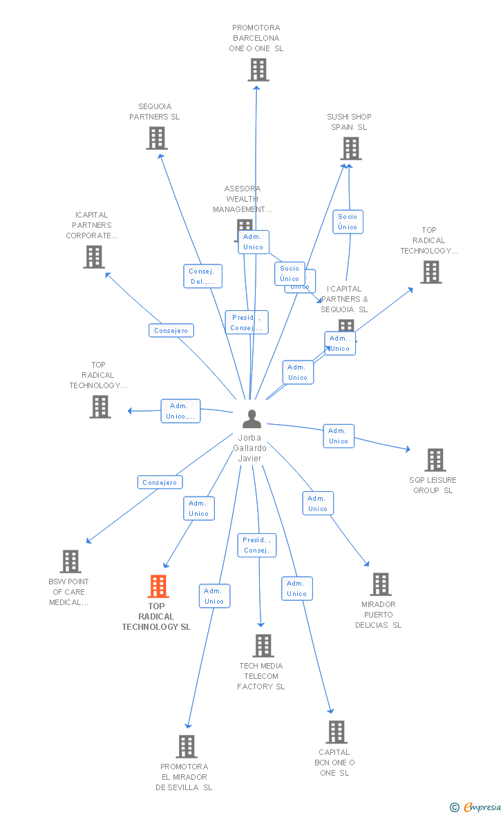 Vinculaciones societarias de TOP RADICAL TECHNOLOGY SL (EXTINGUIDA)