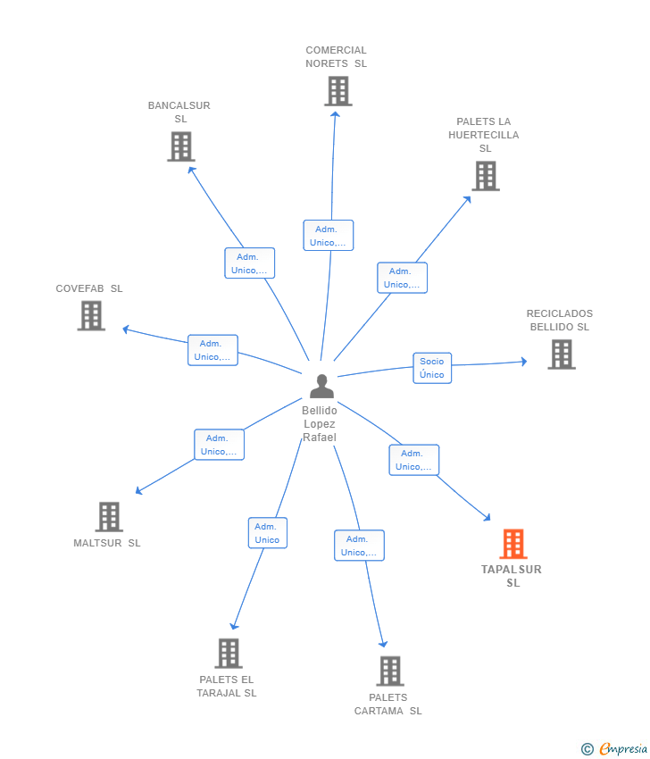Vinculaciones societarias de TAPALSUR SL