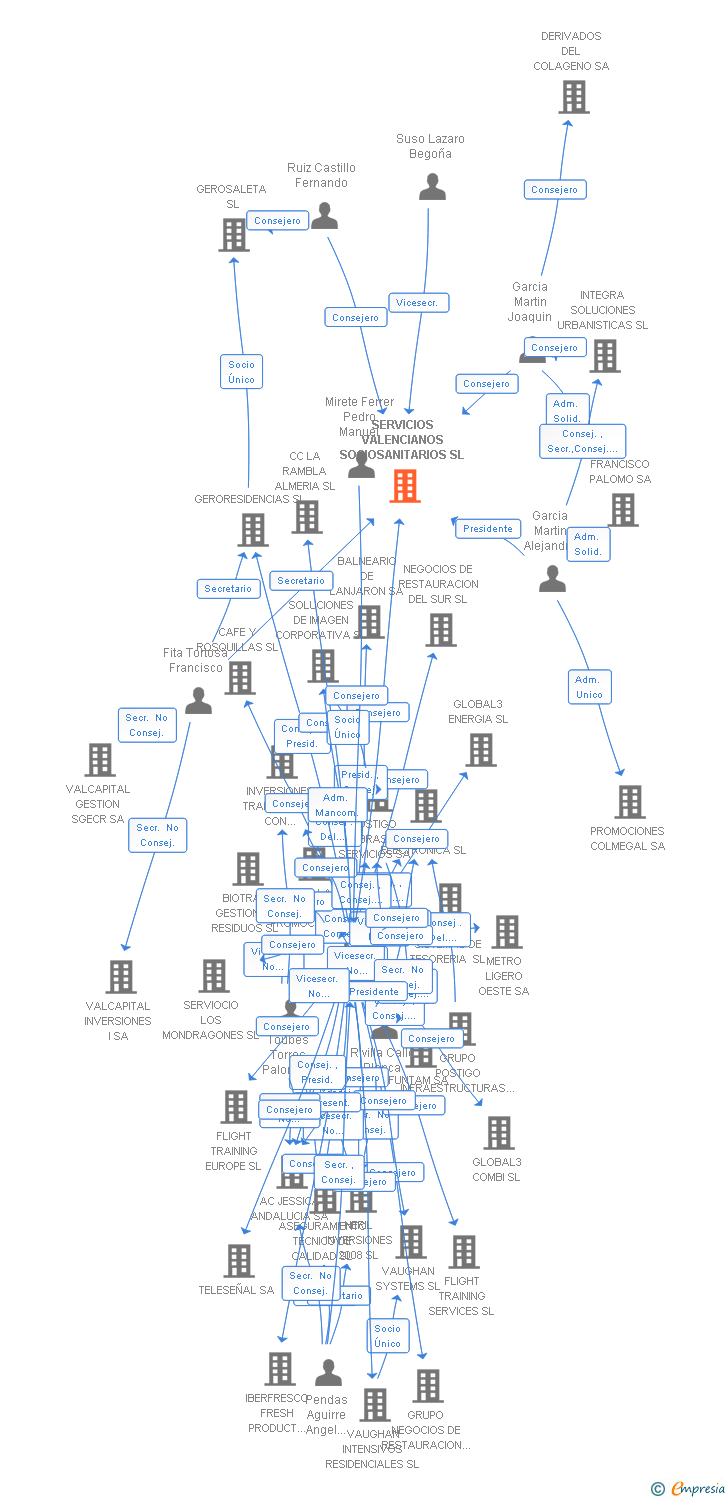 Vinculaciones societarias de SERVICIOS VALENCIANOS SOCIOSANITARIOS SL