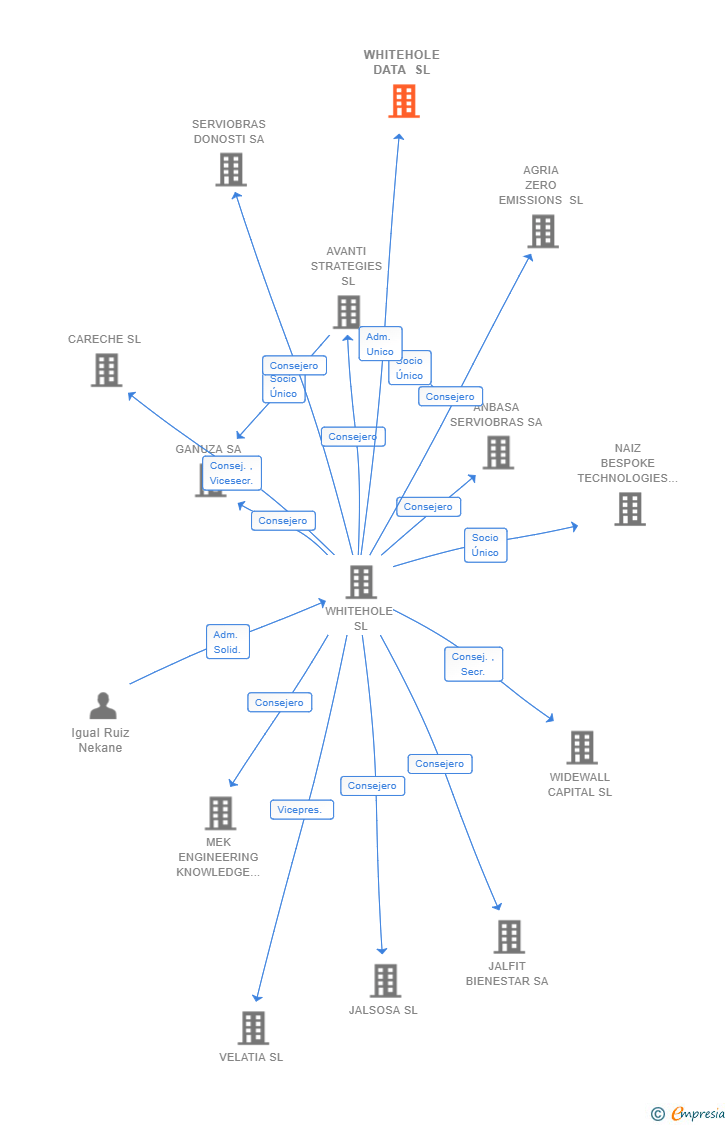 Vinculaciones societarias de WHITEHOLE DATA SL