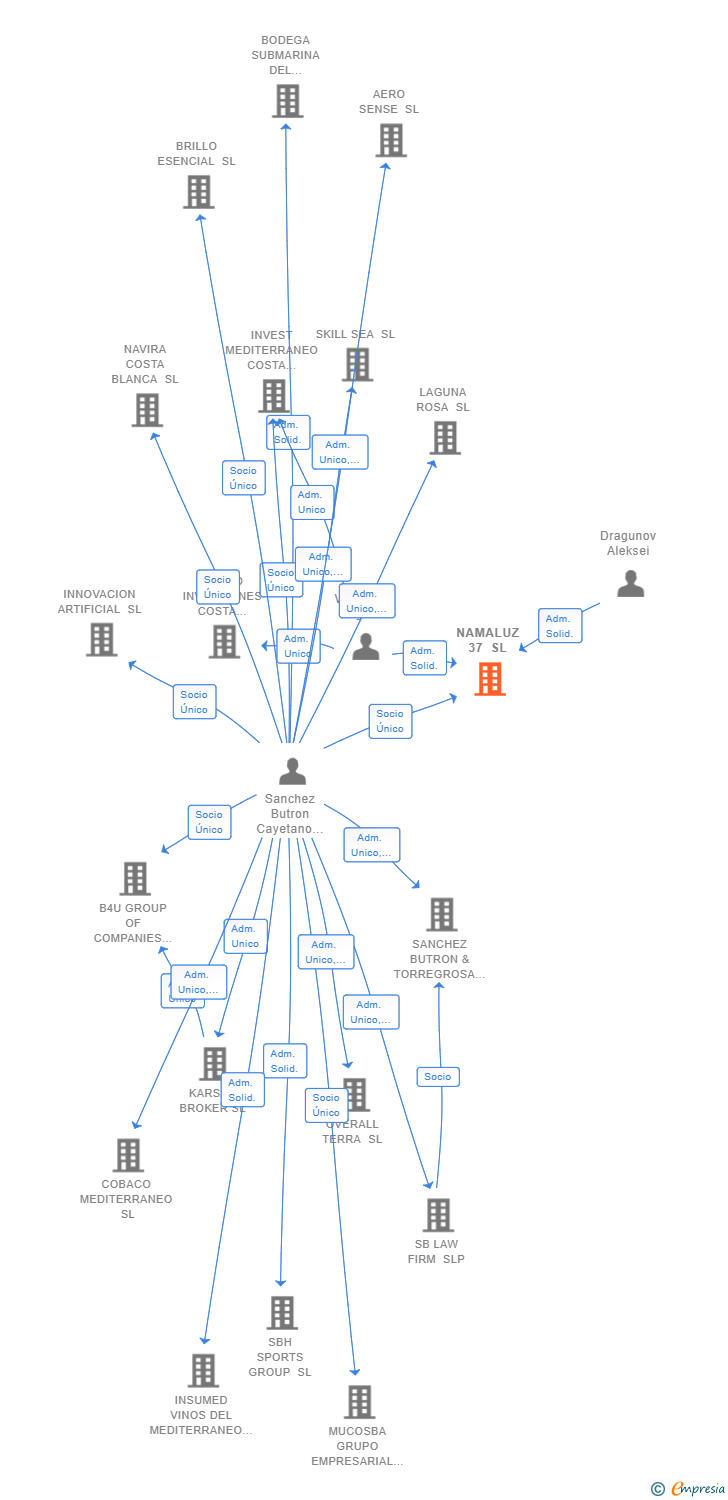 Vinculaciones societarias de NAMALUZ 37 SL