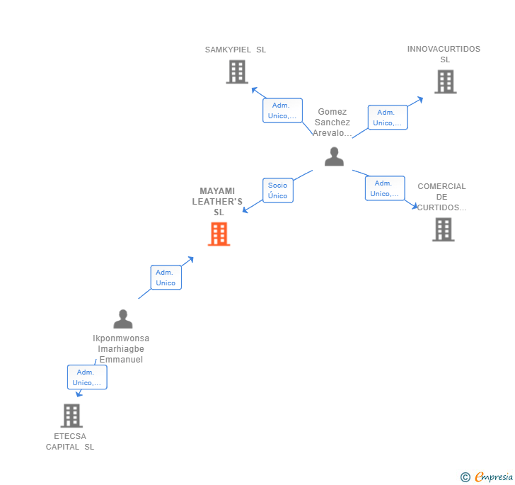 Vinculaciones societarias de MAYAMI LEATHER'S SL