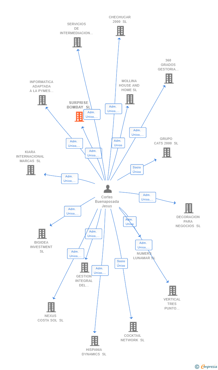 Vinculaciones societarias de SURPRISE BOMBAY SL
