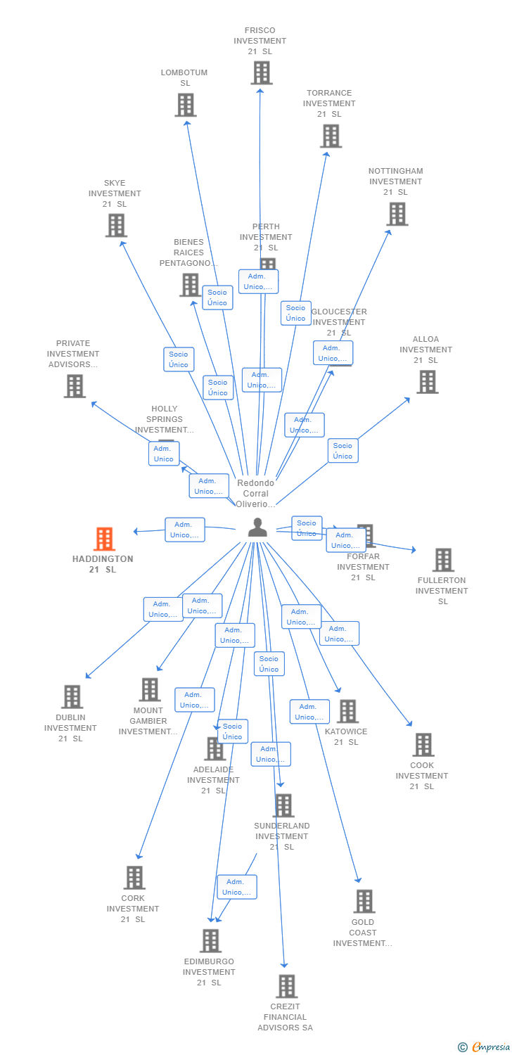 Vinculaciones societarias de HADDINGTON 21 SL