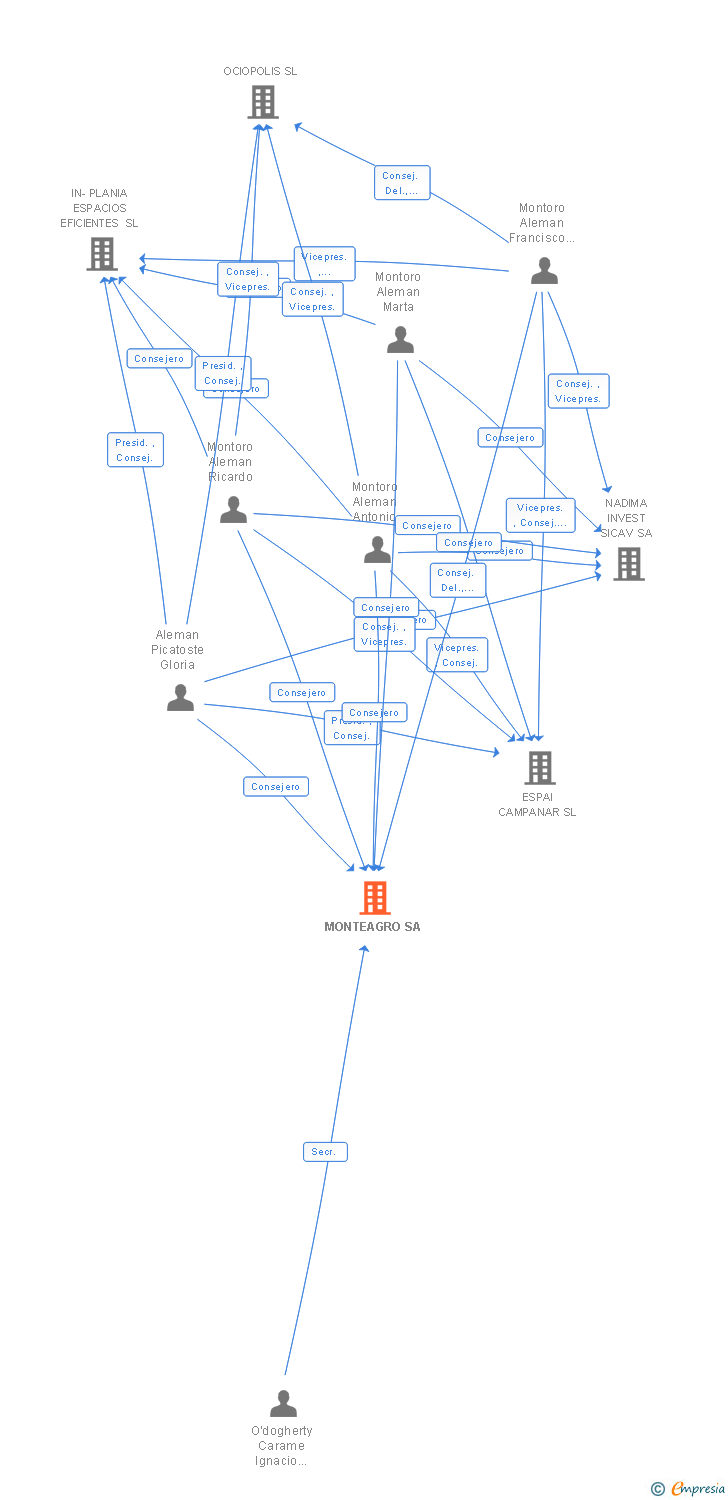 Vinculaciones societarias de MONTEAGRO SA