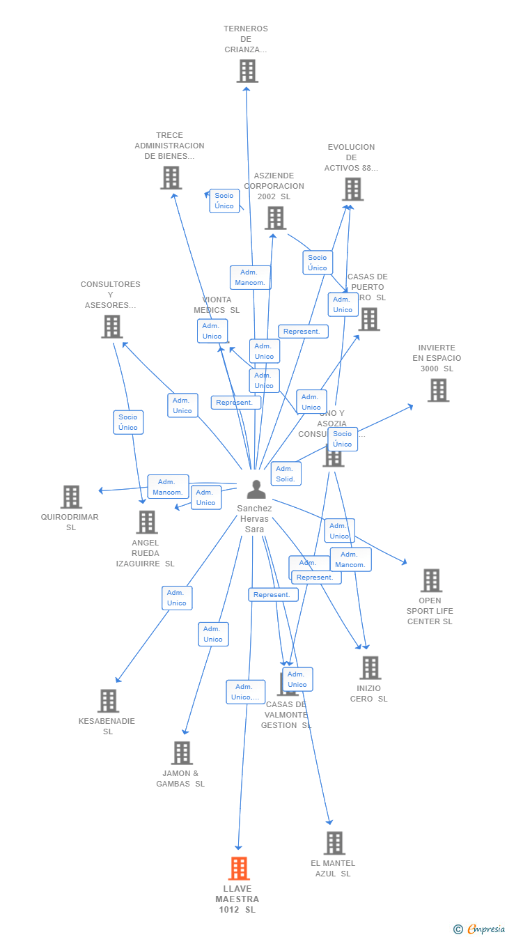 Vinculaciones societarias de LLAVE MAESTRA 1012 SL