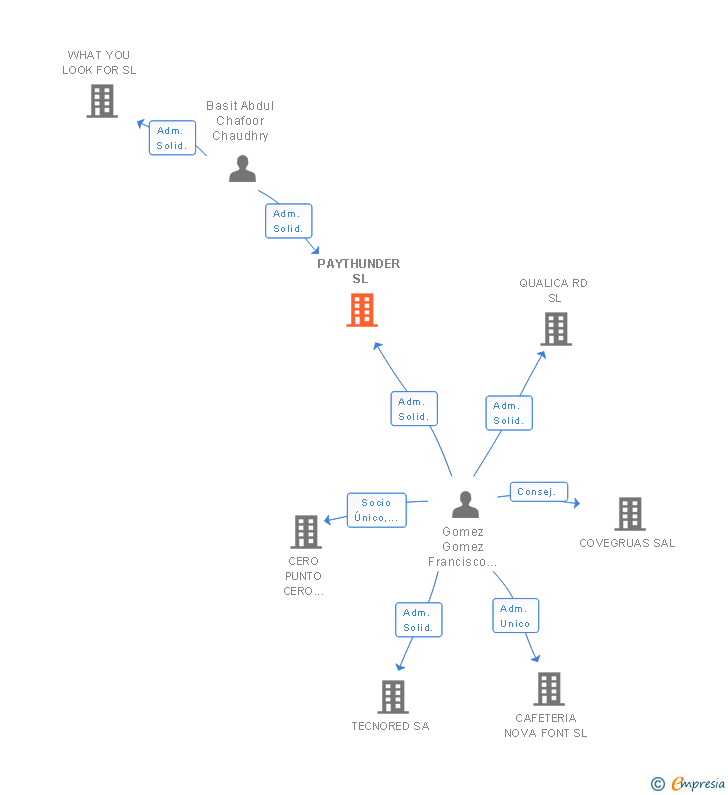 Vinculaciones societarias de PAYTHUNDER SL