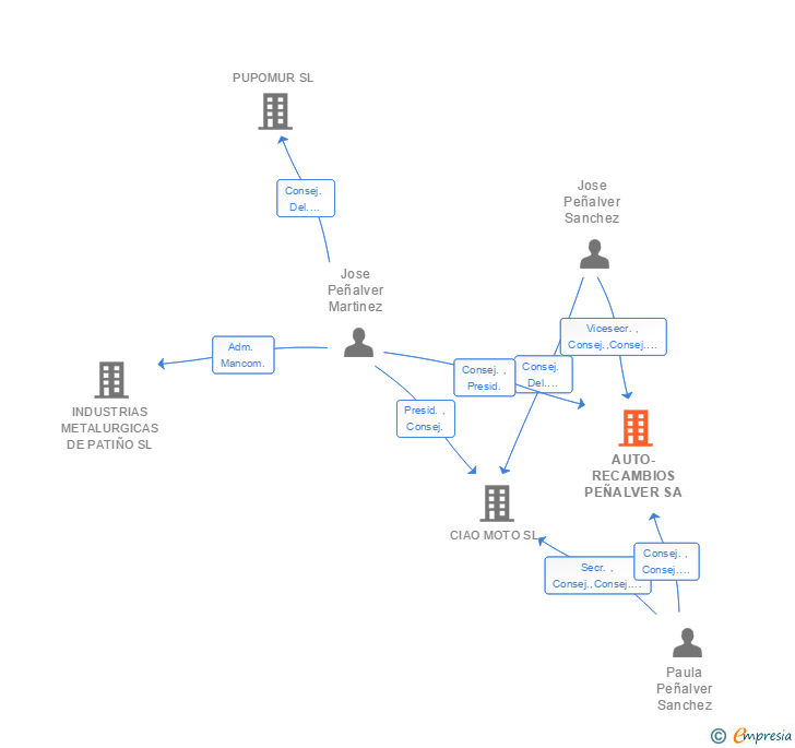 Vinculaciones societarias de AUTO-RECAMBIOS PEÑALVER SA