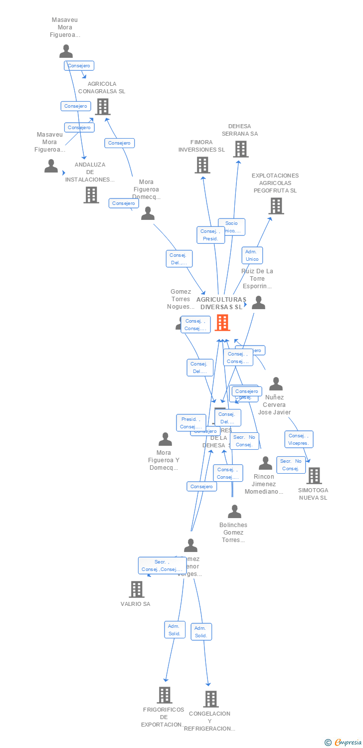 Vinculaciones societarias de AGRICULTURAS DIVERSAS SL
