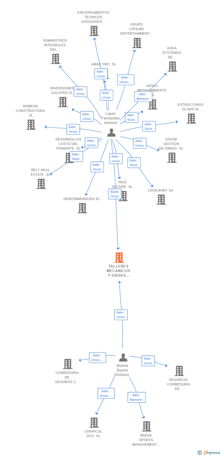 Vinculaciones societarias de TALLERES MECANICOS Y GRUAS LOPEZ SL