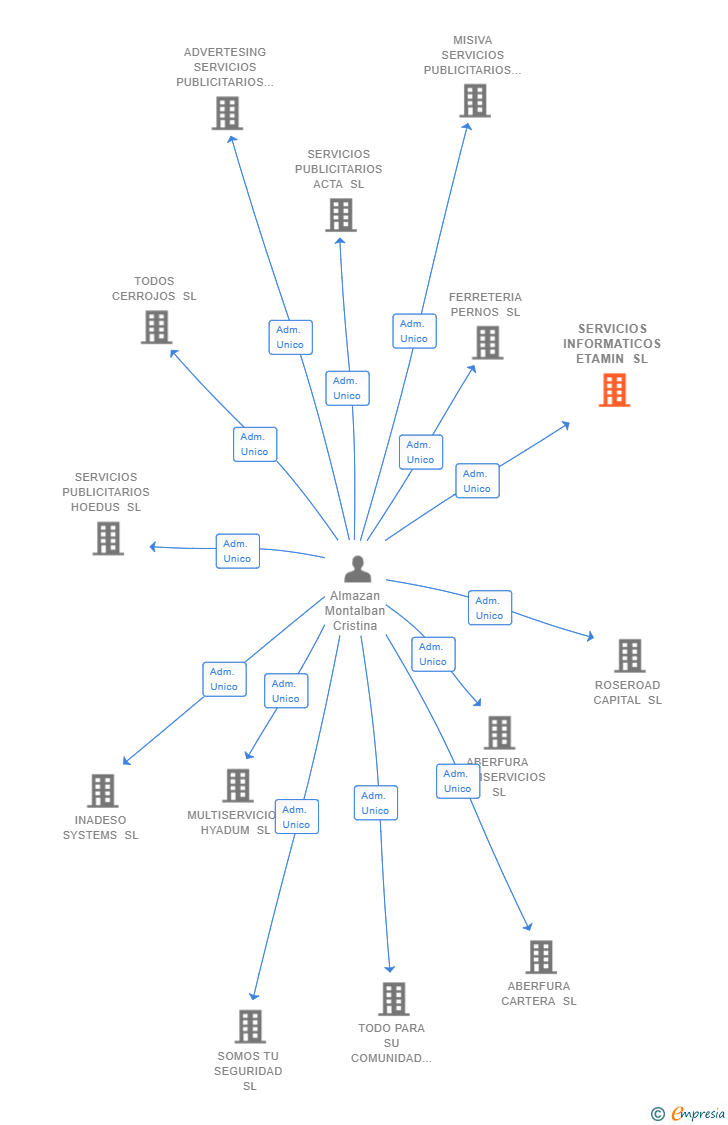 Vinculaciones societarias de SERVICIOS INFORMATICOS ETAMIN SL