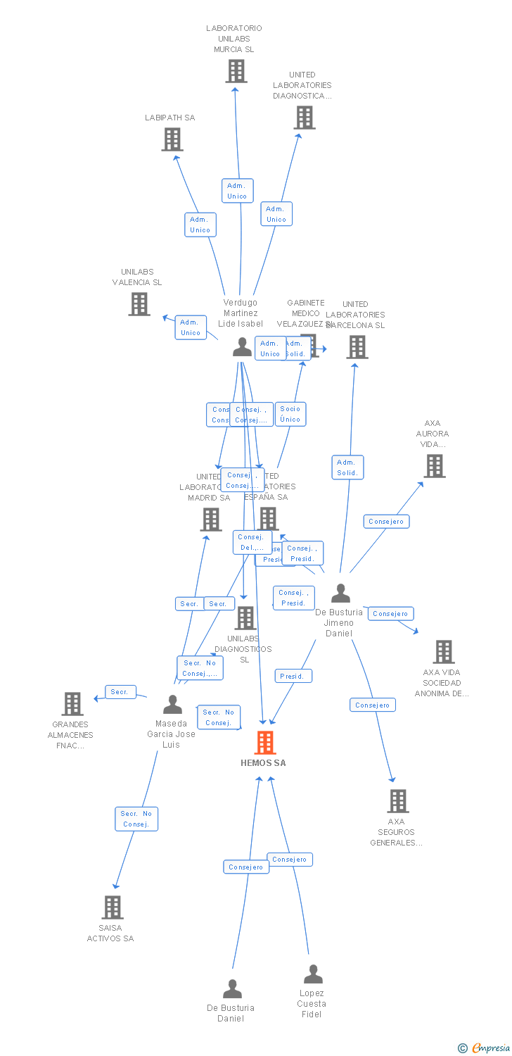 Vinculaciones societarias de HEMOS SA