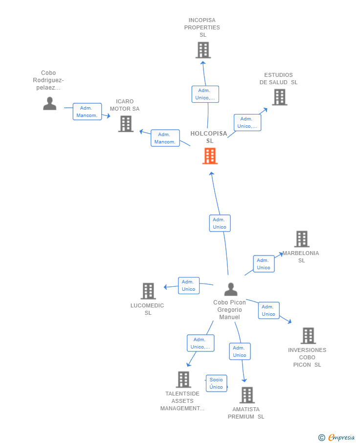 Vinculaciones societarias de HOLCOPISA SL
