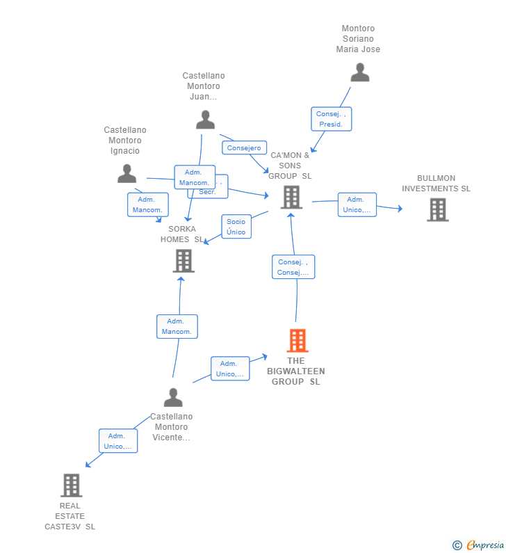 Vinculaciones societarias de THE BIGWALTEEN GROUP SL