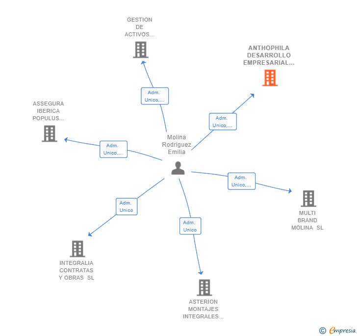 Vinculaciones societarias de ANTHOPHILA DESARROLLO EMPRESARIAL SL