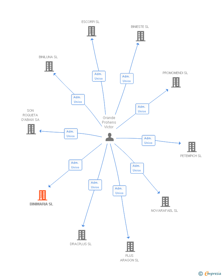 Vinculaciones societarias de BINIMARIA SL