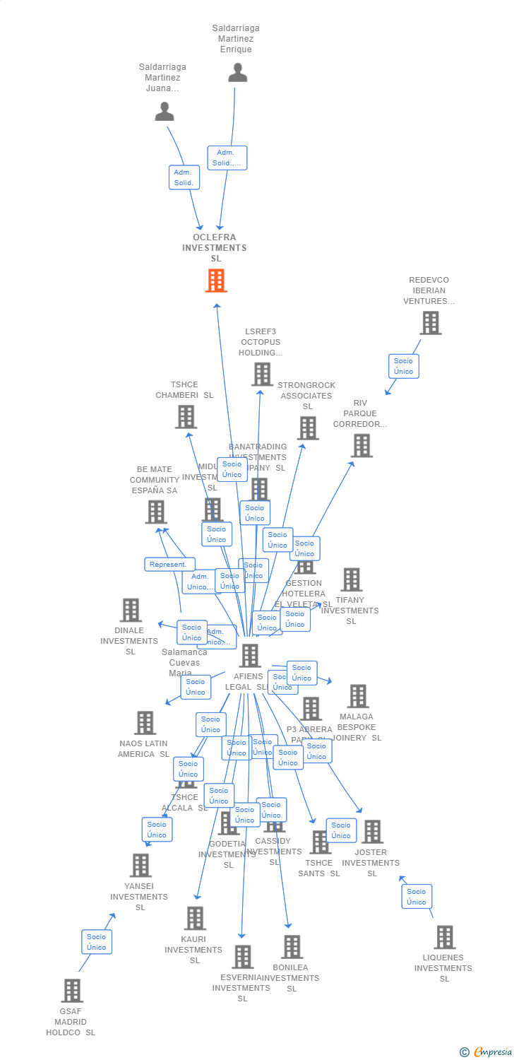 Vinculaciones societarias de OCLEFRA INVESTMENTS SL