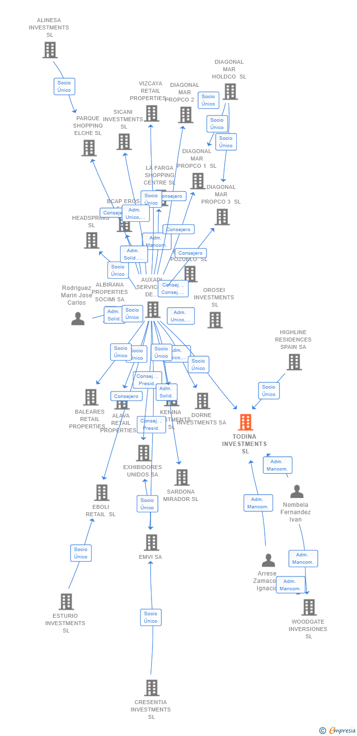 Vinculaciones societarias de TODINA INVESTMENTS SL