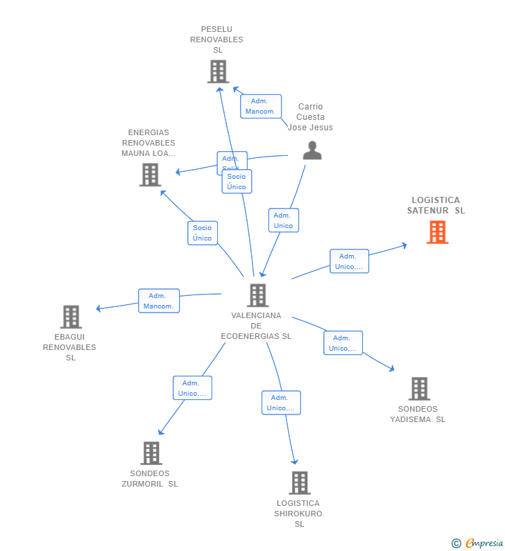 Vinculaciones societarias de LOGISTICA SATENUR SL