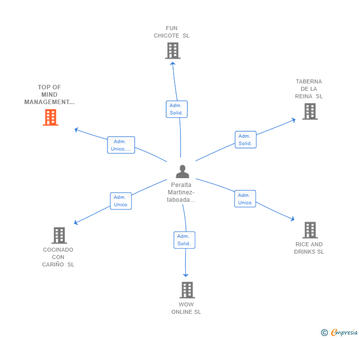 Vinculaciones societarias de TOP OF MIND MANAGEMENT SL
